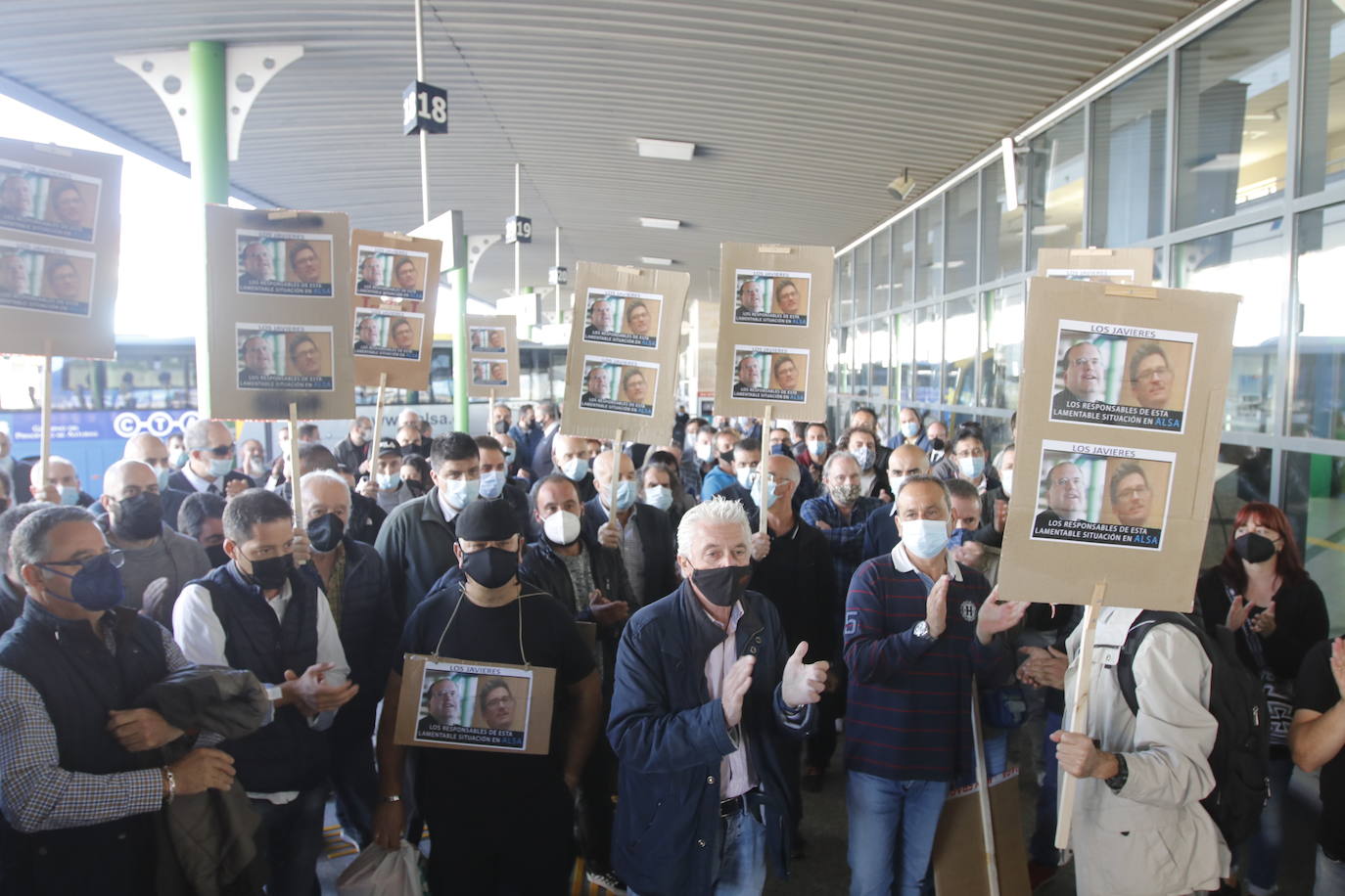 Concentración huelga de Alsa