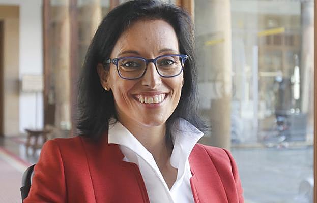 La nadadora, ayer, en Oviedo. 