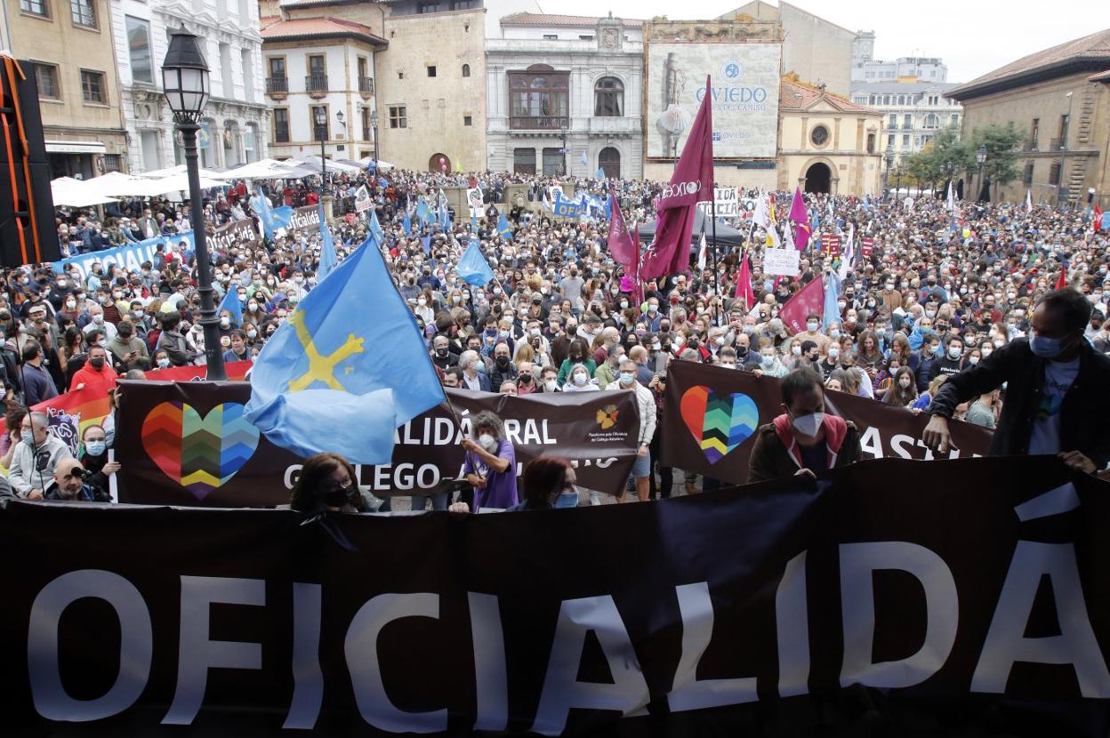 Miles de manifestantes en defensa de la oficialidad. 