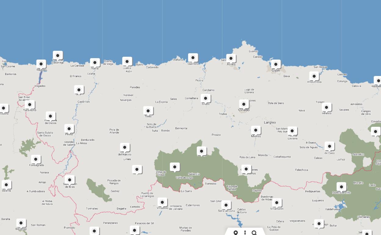 Mapa del tiempo en Asturias 