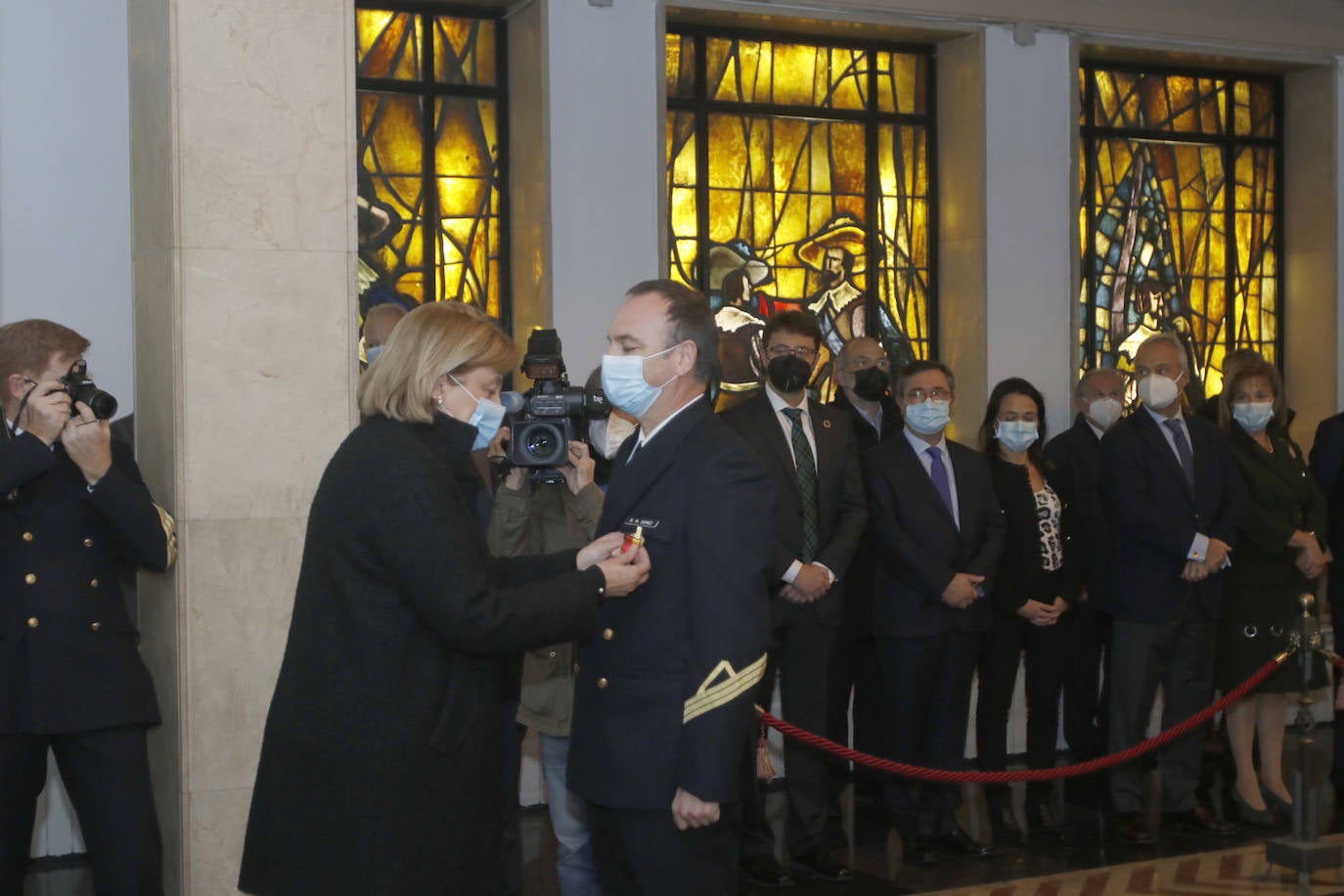 El presidente del Principado de Asturias, Adrián Barbón, asiste al acto conmemorativo del XXVII aniversario de la Delegación de Defensa en Asturias y participa en la entrega de condecoraciones y diplomas.