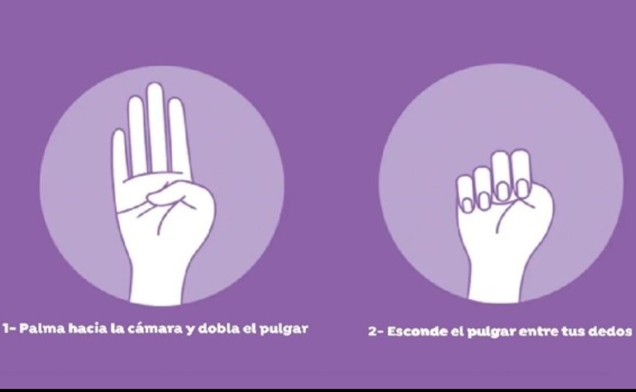 Gesto para pedir ayuda contra la violencia machista. 