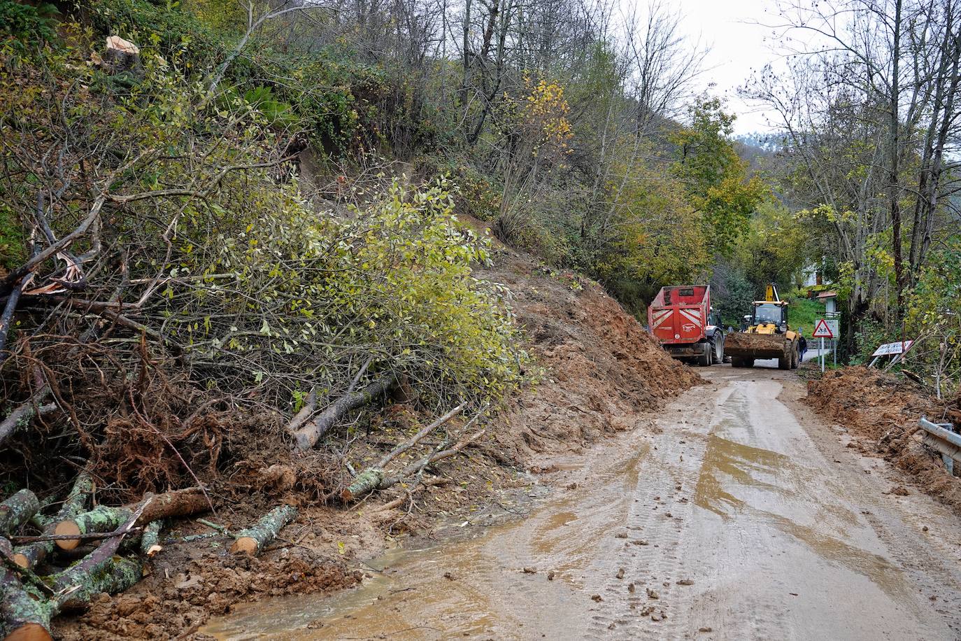 El viceconsejero de Infraestructuras, Movilidad y Territorio, Jorge García, visitó Beleño, una de las zonas más afectadas del concejo acompañado por la directora general de Infraestructuras Viarias y Portuarias, Esther Díaz.