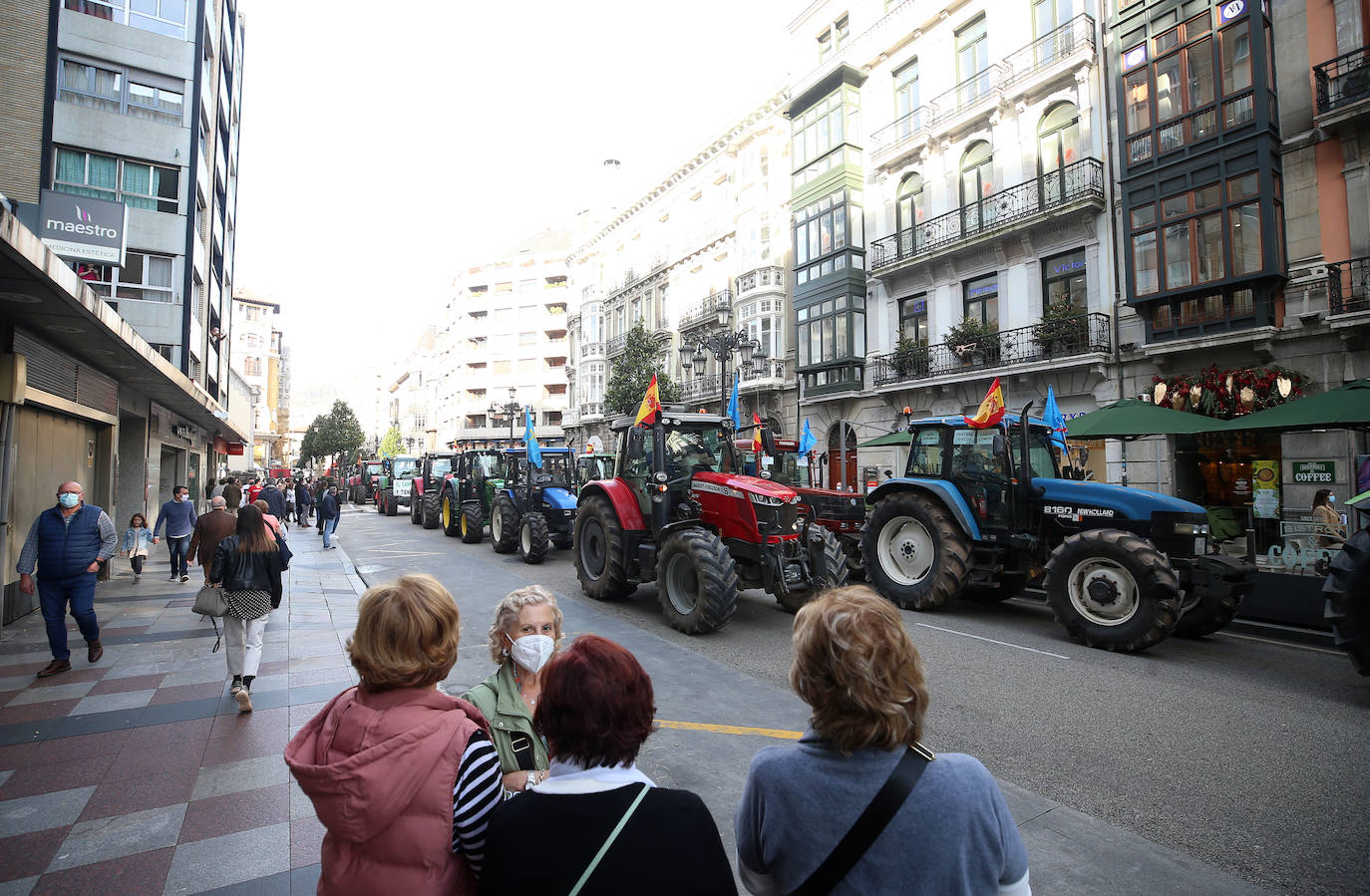 Una nueva tractorada volvió a paralizar el centro de la capital asturiana. Los ganaderos critican el «abandono» por parte de las administraciones públicas. Cientos de personas se concentraron ante la sede de Presidencia, donde se vivieron momentos de tensión. 