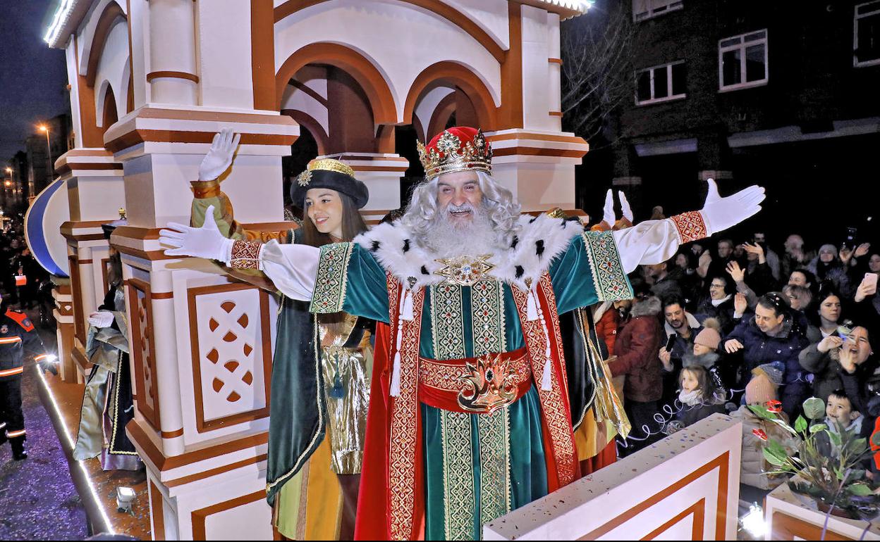 El rey Melchor, en la cabalgata de 2020. 