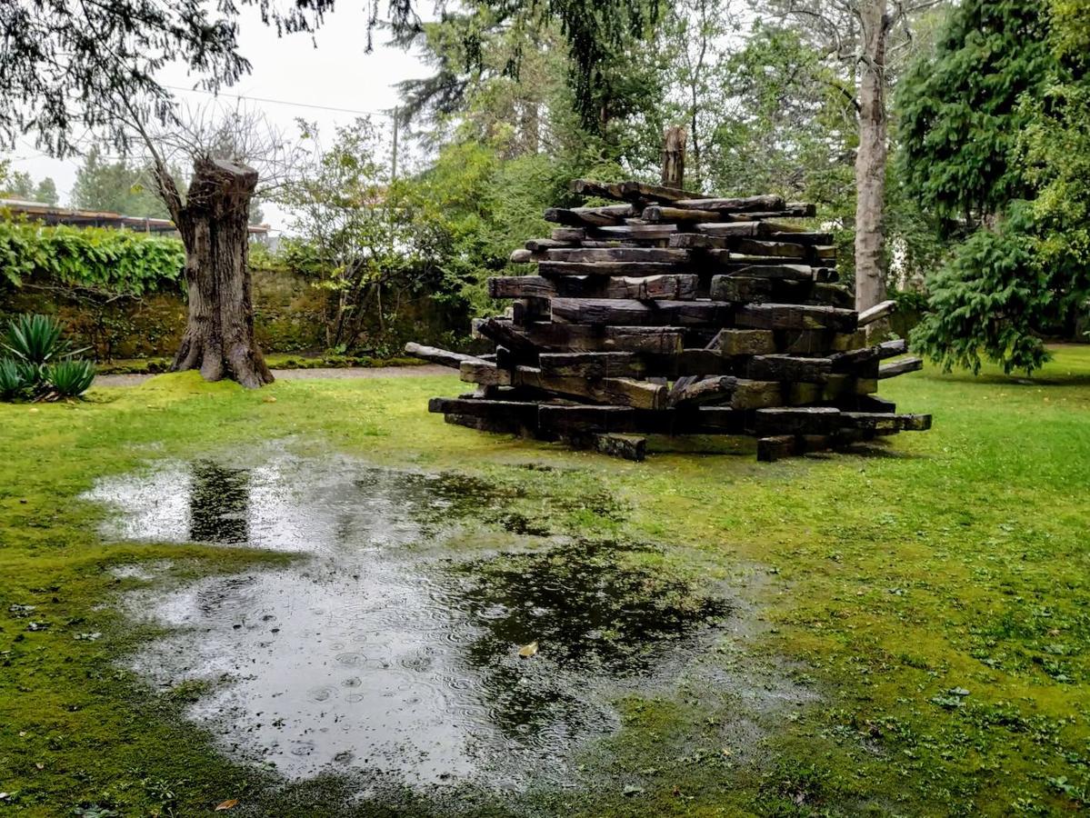 El jardín de la finca La Redonda se trata del principal jardín escultórico de Asturias lo que le imprime también ese salto cualitativo, con destacables obras de artistas como Maojo o Camín, el cual ya ha sido varias veces calificado por autoridades en la materia, como los geógrafos Ramón Alvargonzález y Rodrigo Álvarez Brecht, como el más rico y espectacular de la parroquia de Somió (Gijón), tanto por su dilatada historia, como por su diseño y su variedad botánica; a lo que hay que añadir la antigüedad de un centenar de ejemplares que superan o se aproximan al siglo de vida.