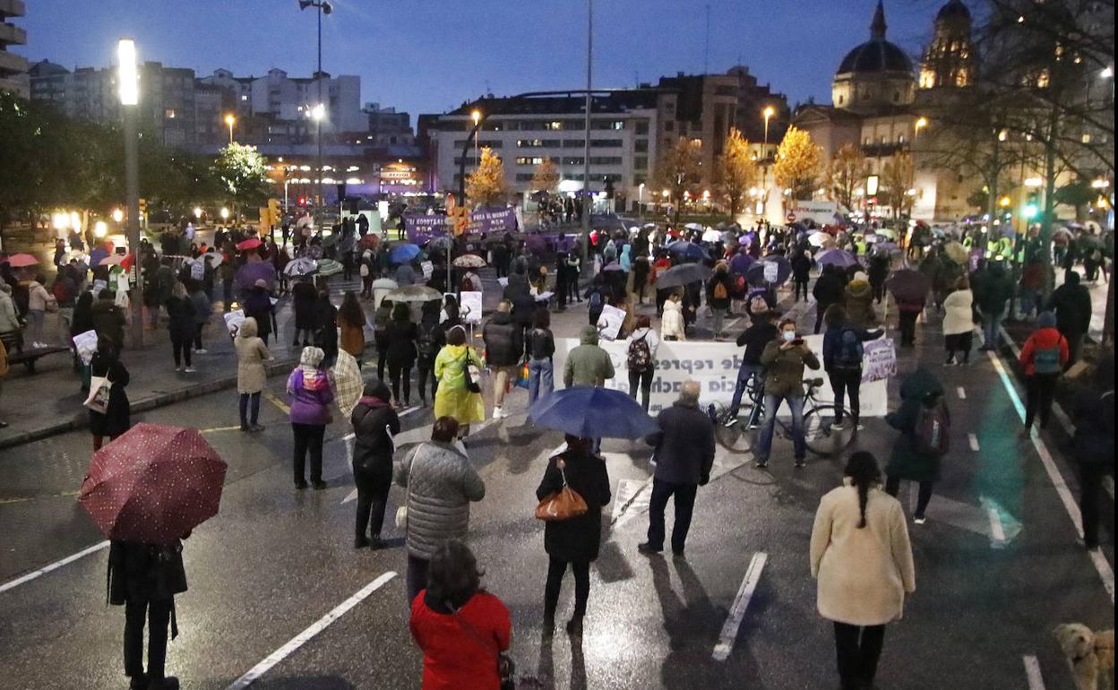 Concentración en El Humedal con motivo del Día Internacional de la Mujer el pasado 8 de marzo de 2021.