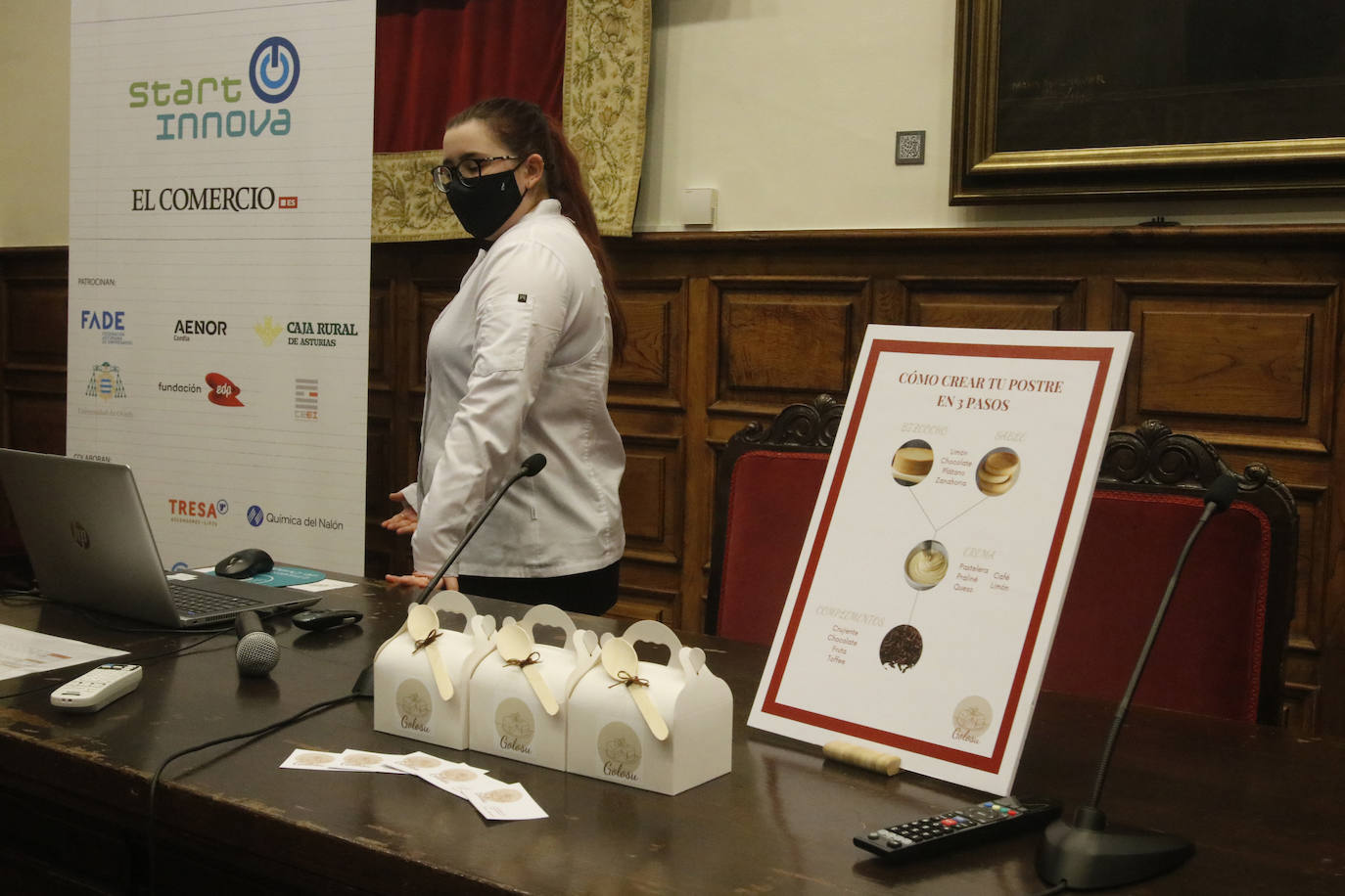 Los ganadores en la categoría de más de 18 años conquistaron al jurado con un proyecto de pastelería personalizada en el momento.