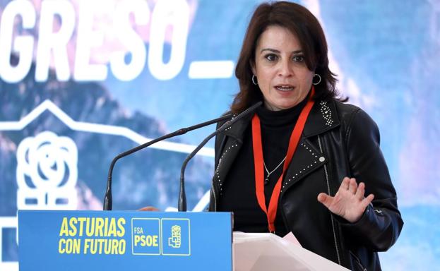 Adriana Lastra en el 33 Congreso de la Federación Socialista Asturiana esta mañana.