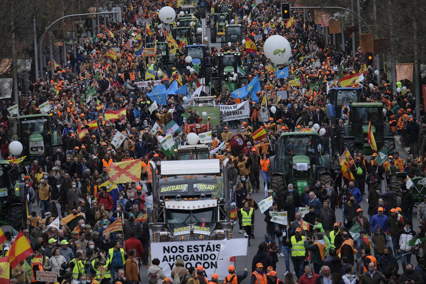 Decenas de miles de personas han tomado las calles de Madrid en una petición desesperada de auxilio al Gobierno por su supervivencia.