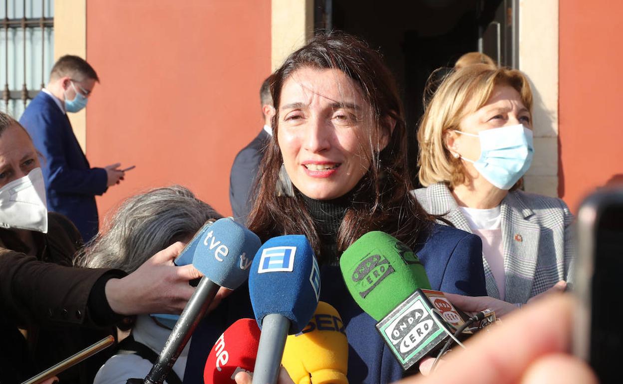 La ministra de Justicia, Pilar Llop, hoy en Gijón. 
