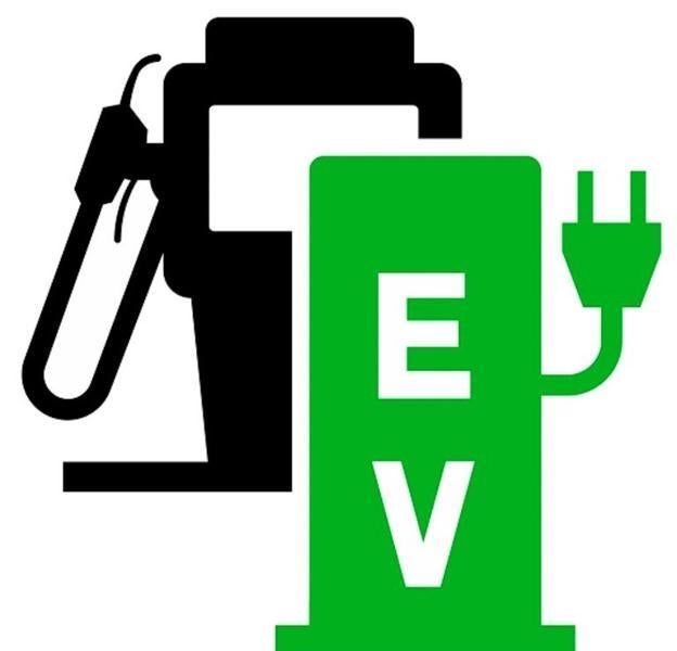 Señal de surtidor de carburante y estación de recarga eléctrica