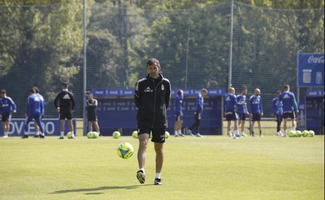 Ziganda, en el entrenamiento del Real Oviedo.