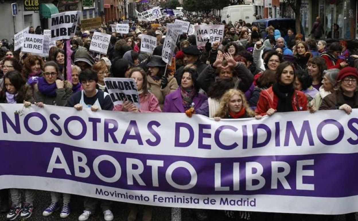 Una manifestación a favor del aborto, en Madrid.
