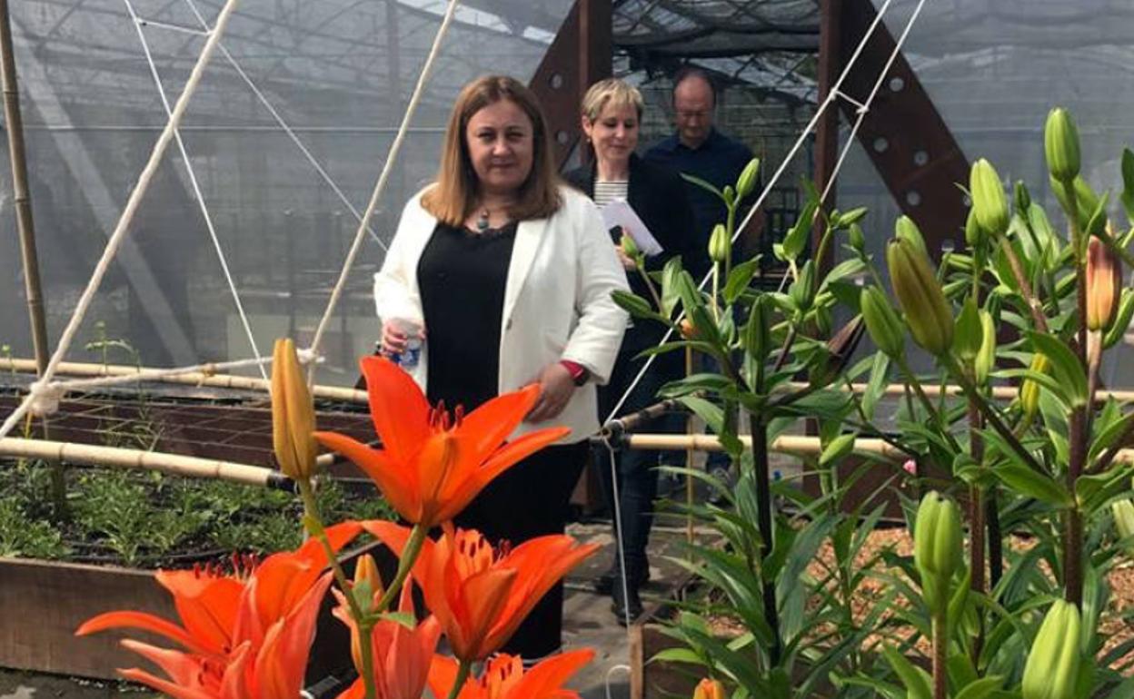 La consejera de Educación, Lydia Espina, durante la visita a las instalaciones del IES Luces de Colunga.