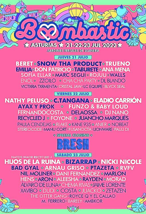 BOOMBASTIC, del 21 al 23 de julio | En Llanera, el Boombastic traerá hasta Asturias a artistas para un público joven como Don Patricio, Beret y C. Tangana.