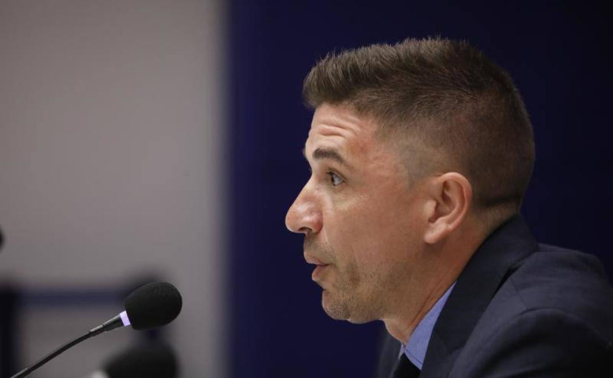 Rubén Reyes durante su última rueda de prensa en el Tartiere. 