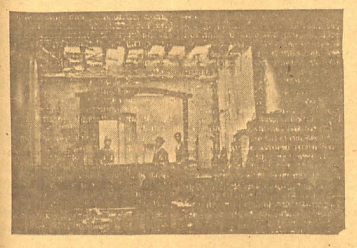 La sala de cuadros telefónicos, destruida por el fuego.