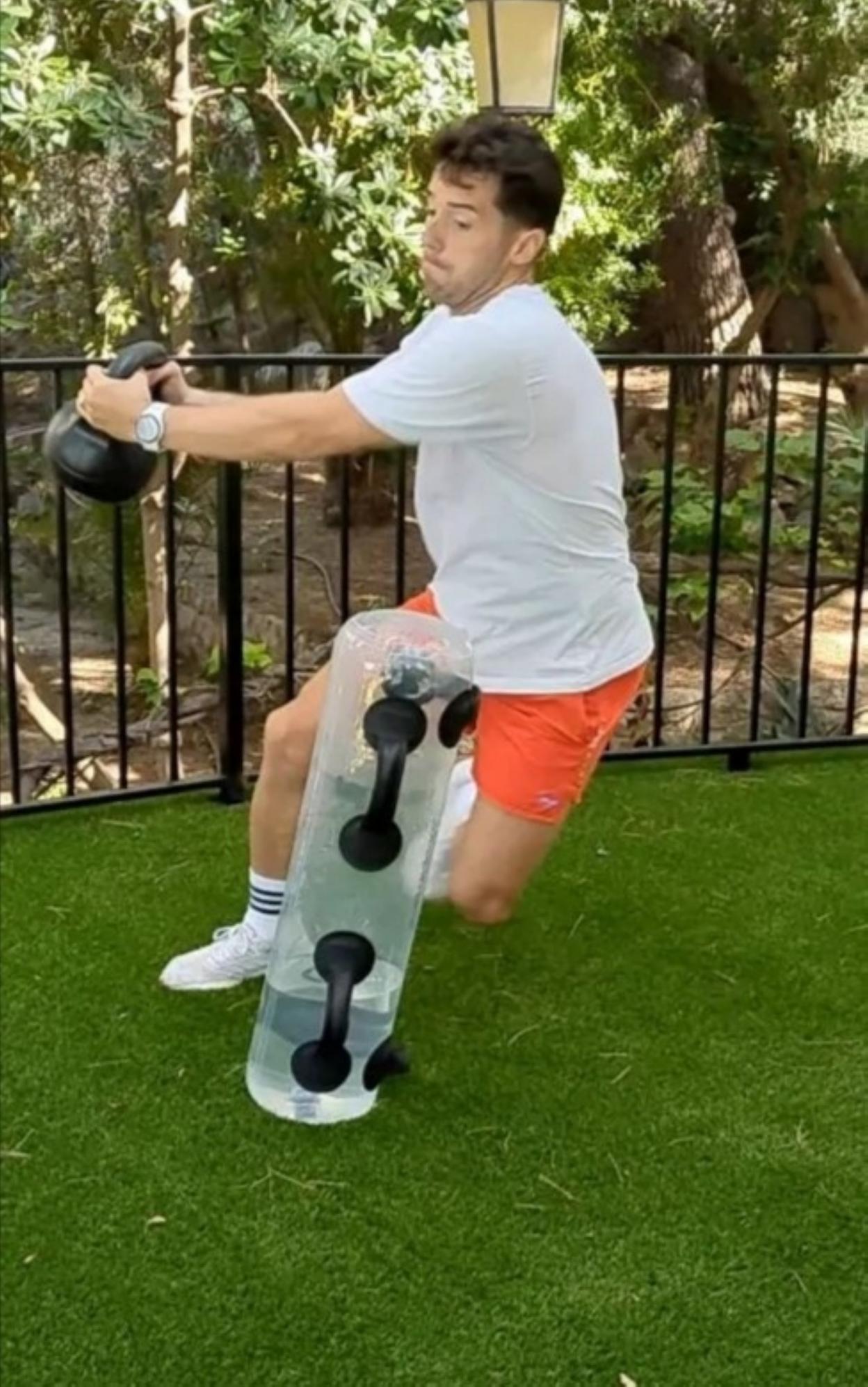 Jony, esta semana, en Benicassim, entrenando con pesas.