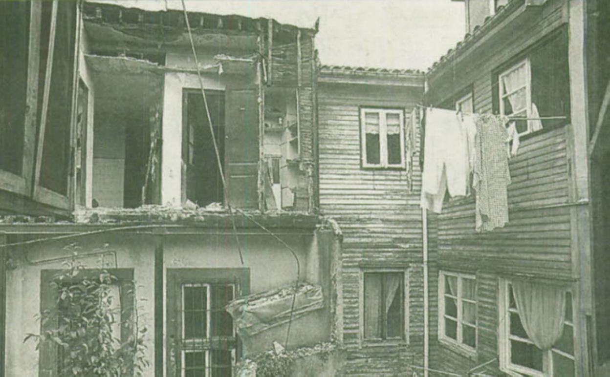 La fachada desplomada en Eladio Verde.