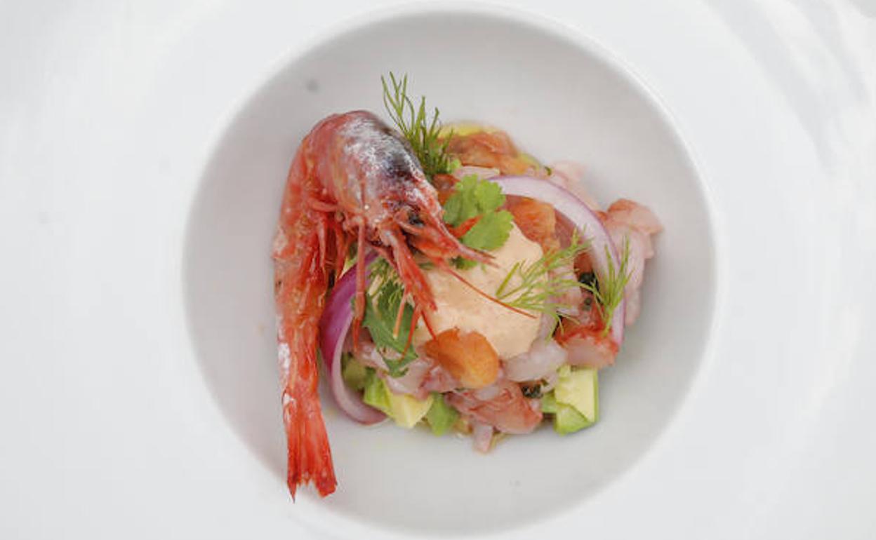 Tartar de gamba roja y mayonesa de kimchi