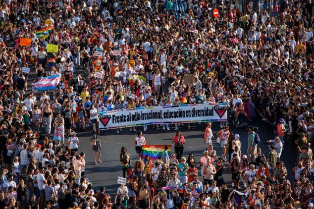 Vista aérea de la manifestación. 