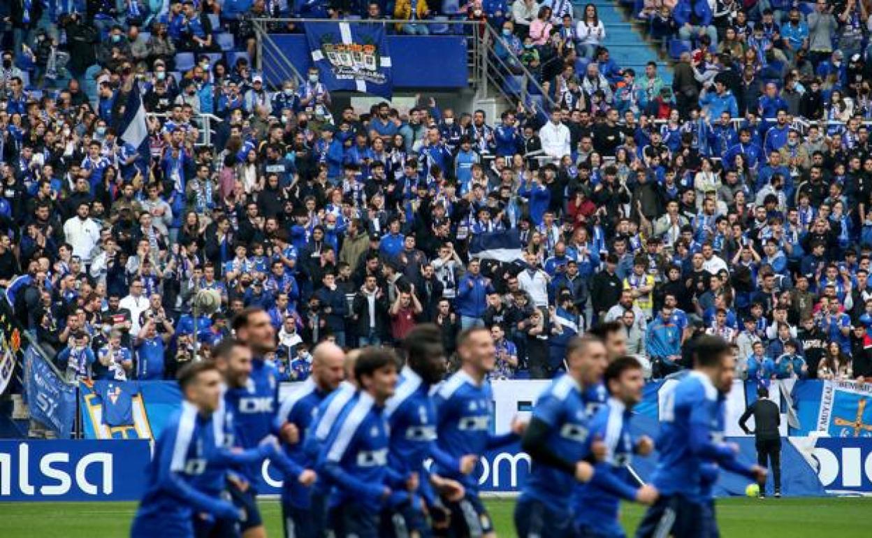 Último entrenamiento del Oviedo antes de un derbi, en una imagen de archivo.