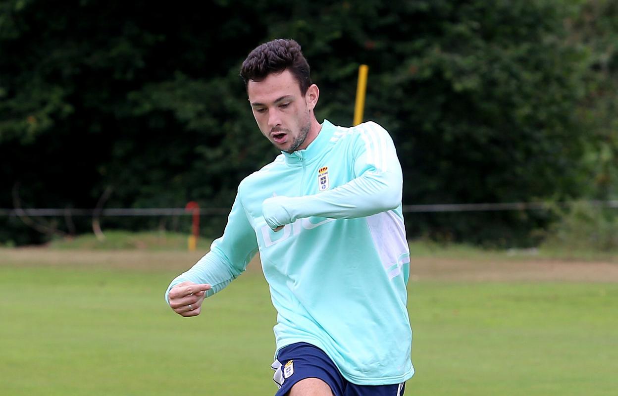 Borja Sánchez, durante el entrenamiento de ayer.