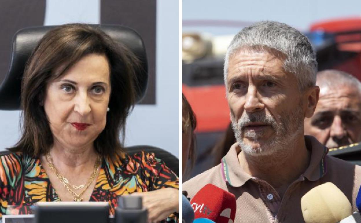 La ministra de Defensa, Margarita Robles, y el ministro del Interior, Fernando Grande-Marlaska.