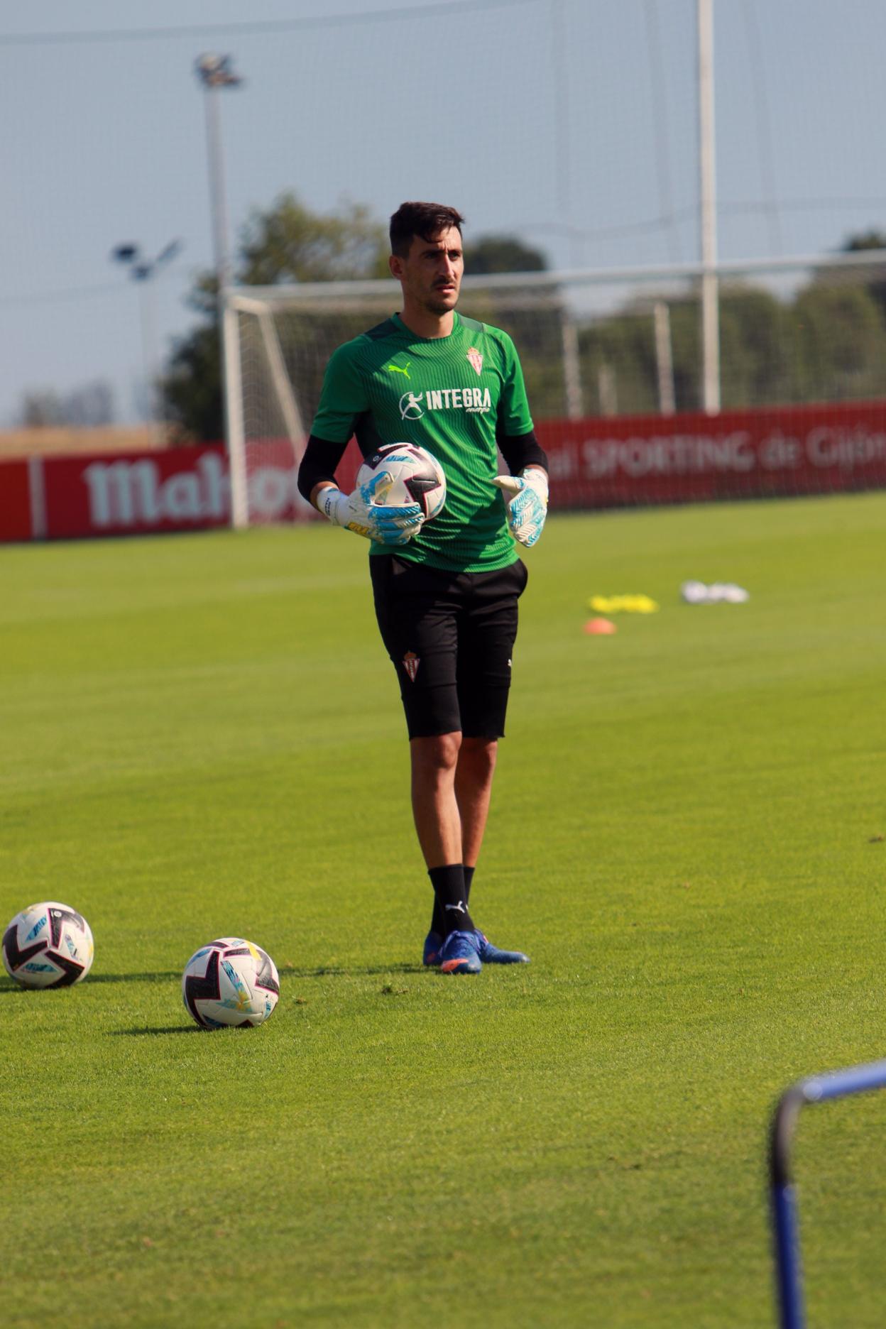 Diego Mariño, en el entrenamiento de ayer. 