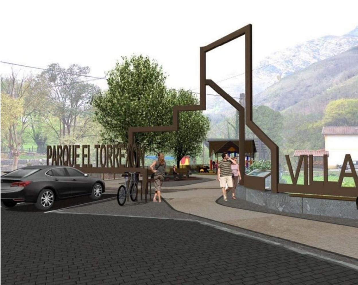 Recreación de la futura plaza de la localidad coyana de Villamorey. 