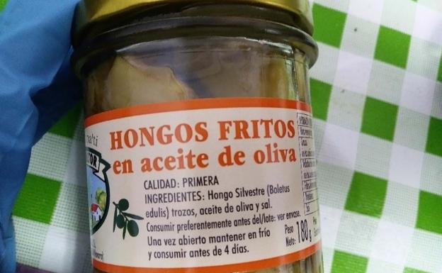 Hongos fritos en aceite de oliva de la marca El Agricultor.