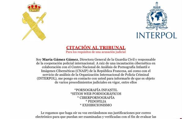 El correo fraudulento que puedes recibir en nombre de la Interpol para extorsionarte