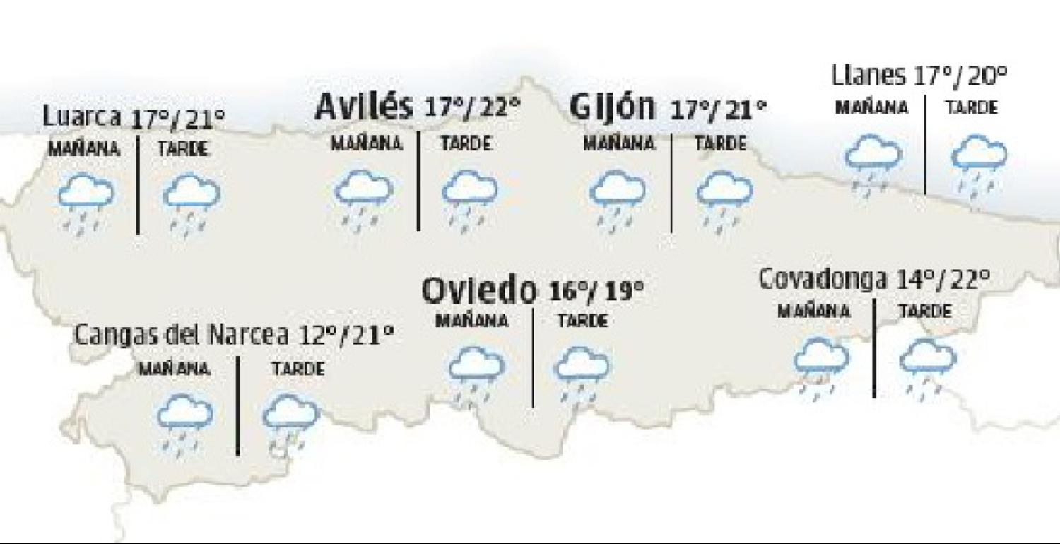 Mapa de Asturias con la previsión de este viernes.