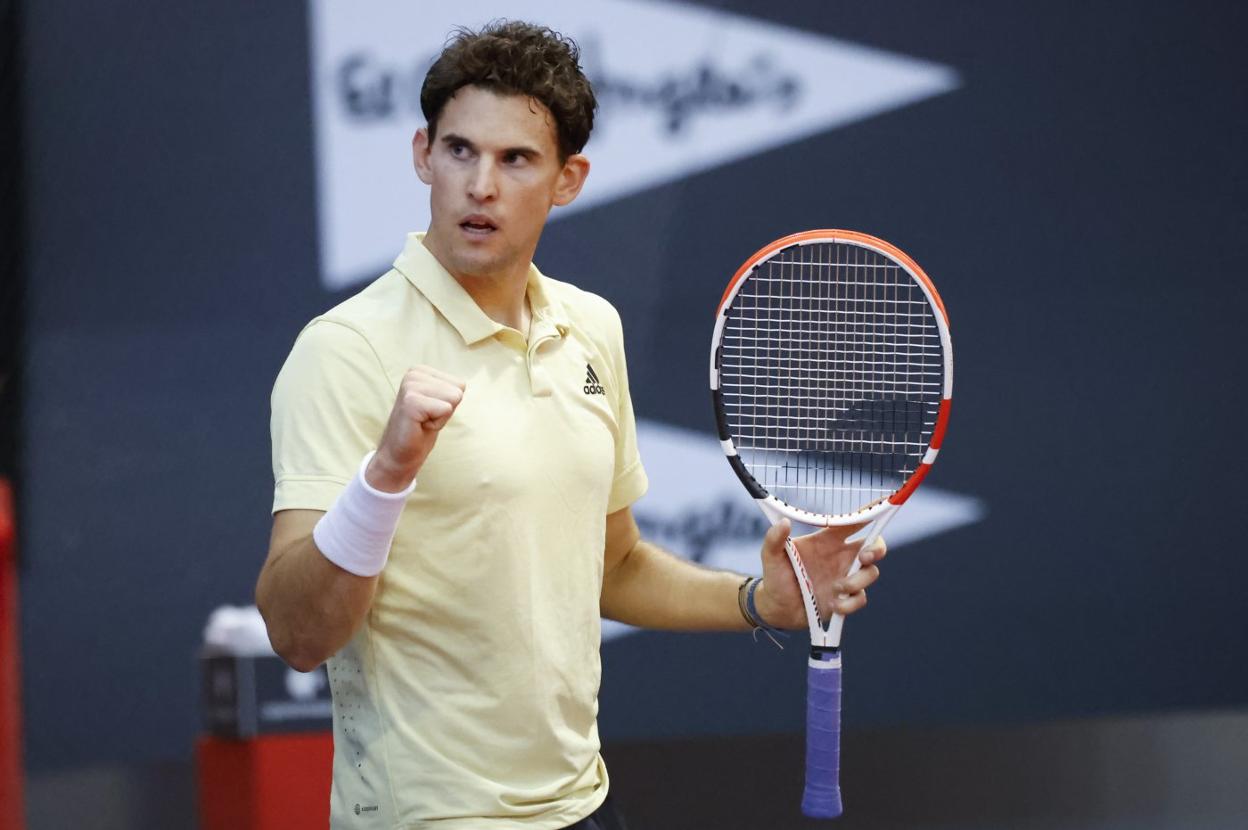 Thiem cierra el puño después de ganar un punto en el partido ante Sousa. 