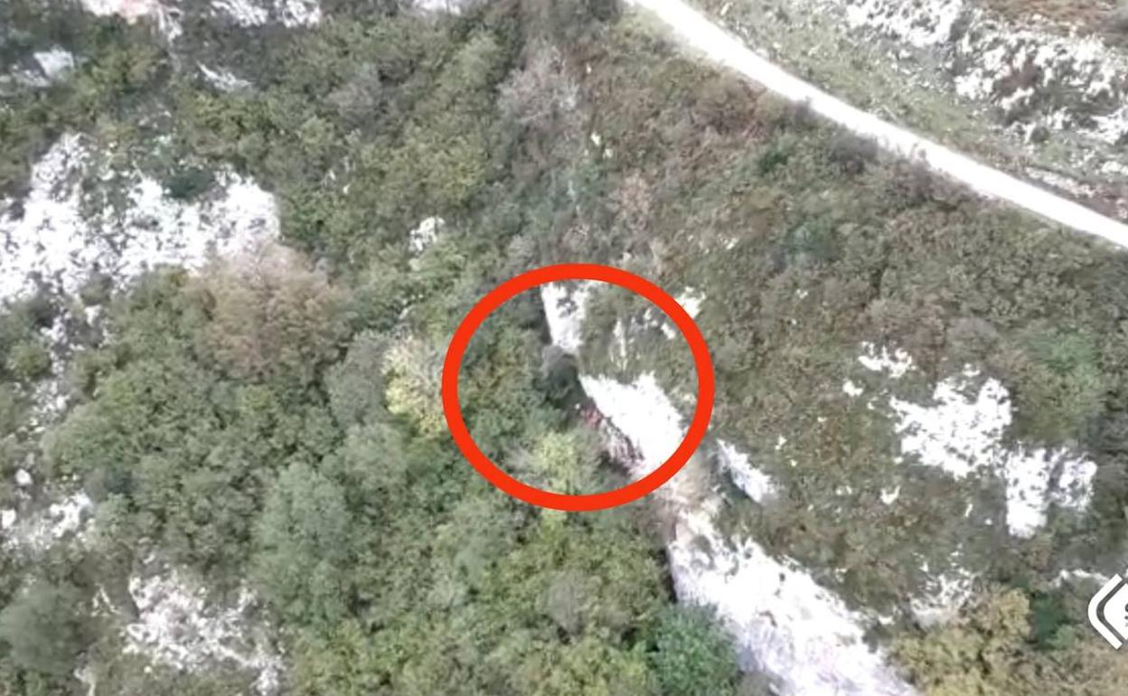 Lugar en el que se encontraba el escalador accidentado.