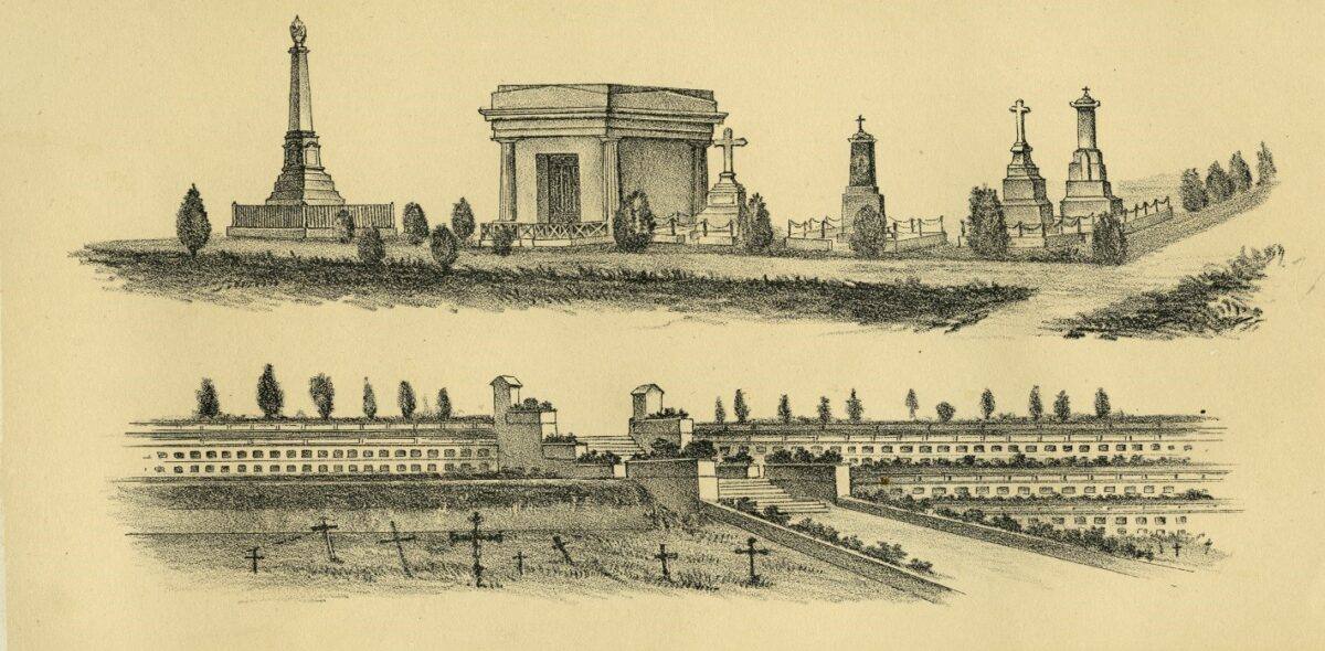 El cementerio de Ceares, según planos de 1875.
