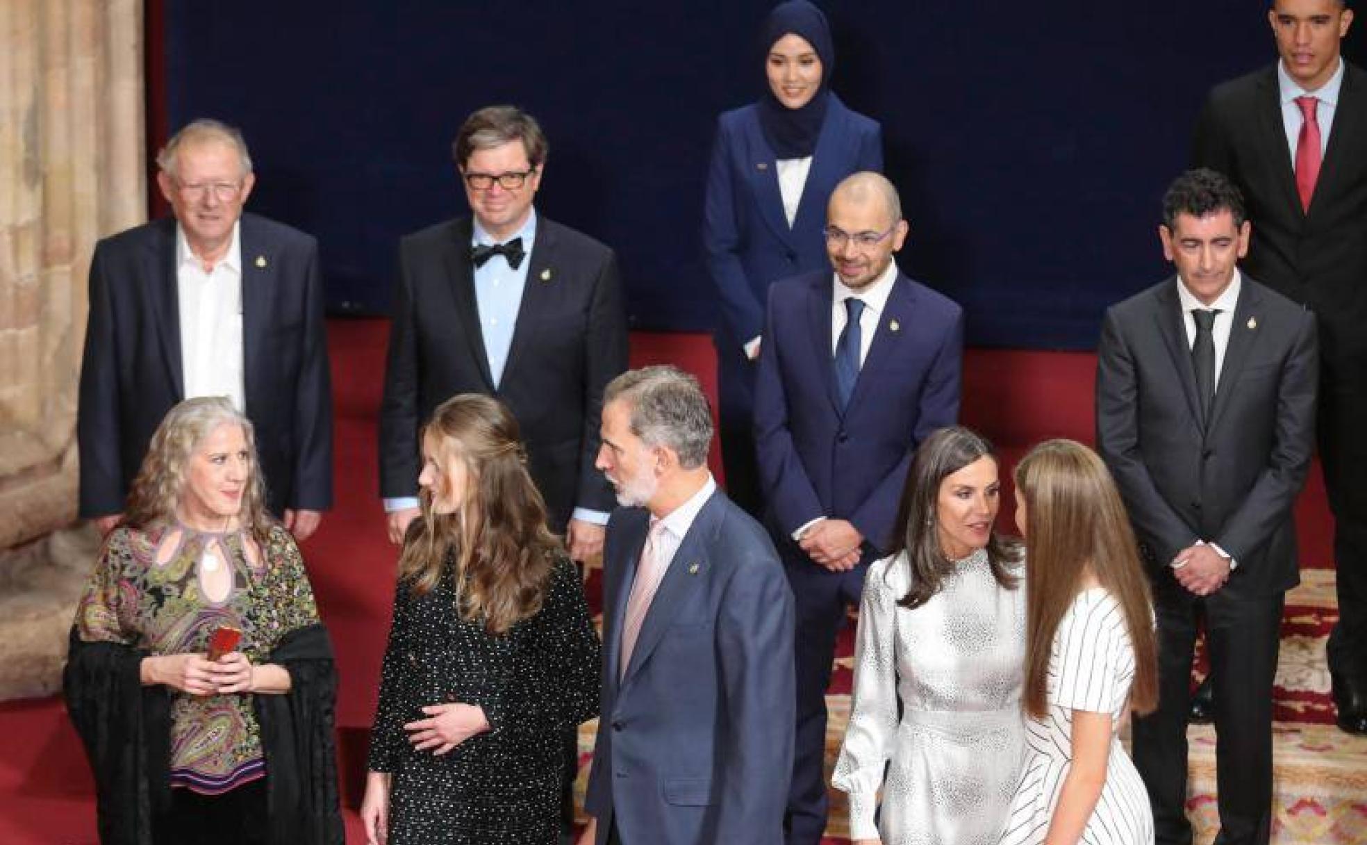 La Familia Real, durante la audiencia con los galardonados con los Premios Princesa de Asturias 2022. 