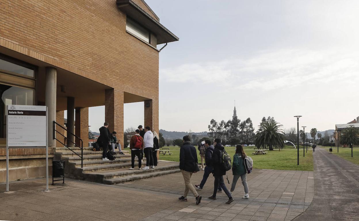 Alumnos en el campus de Gijón.