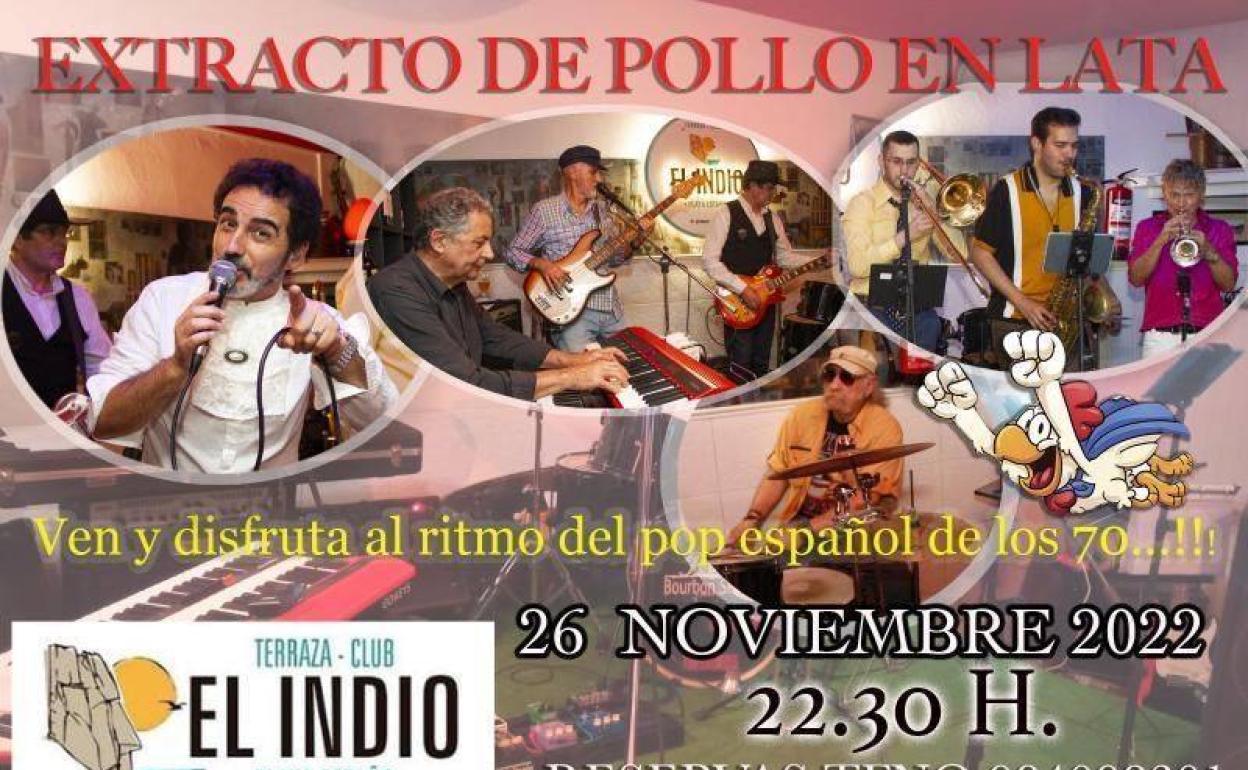 'Extracto de pollo en lata' tocará el sábado, 16 de noviembre, en la Terraza del Indio. 