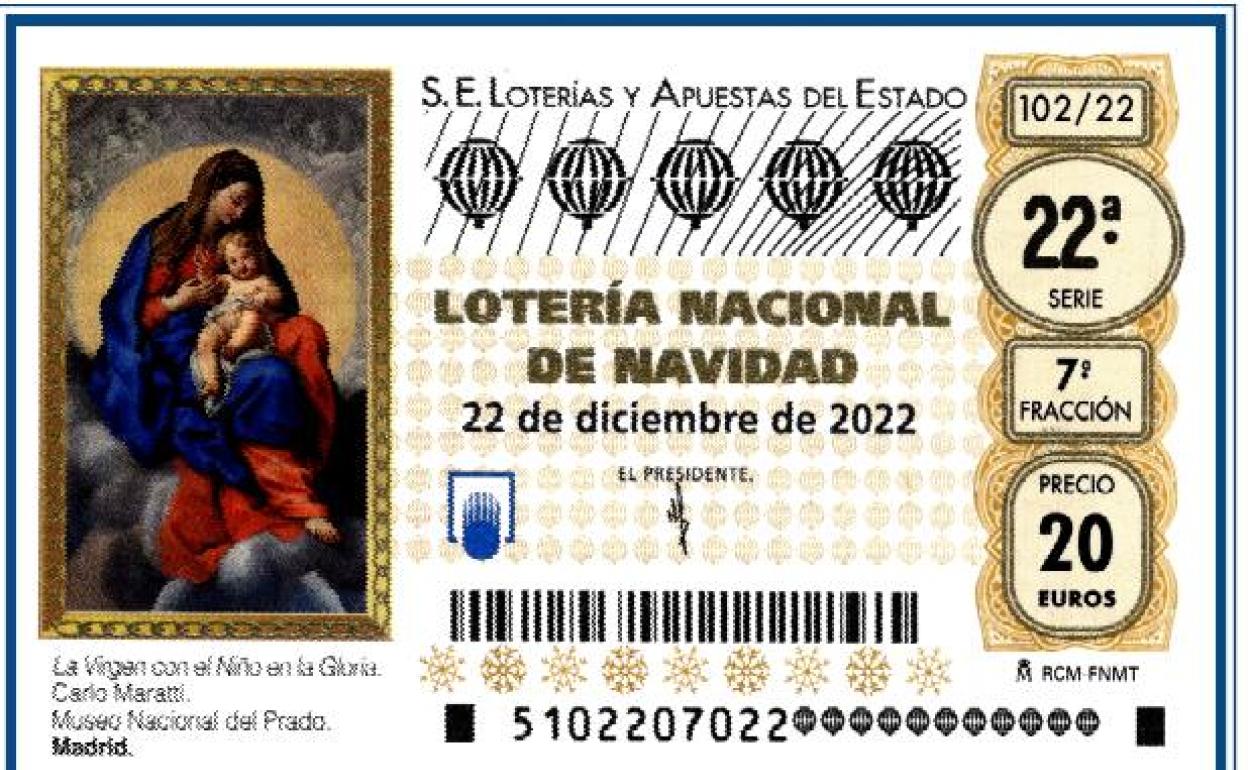 Modelo del décimo del Sorteo de la Loteria de Navidad 2022. 