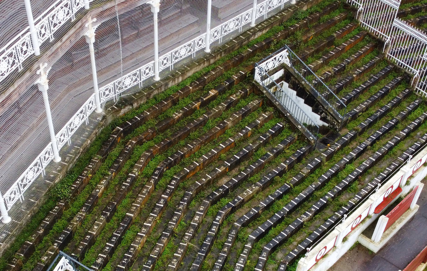 Imagen secundaria 1 - La plaza de toros de Gijón, tomada por la vegetación tras más de un año cerrada y sin actividad