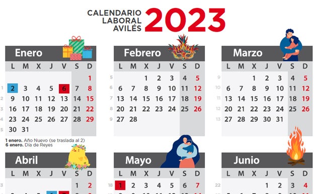 Calendario Laboral Avilés 2023: puentes y festivos