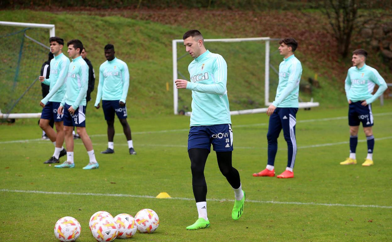 Una de las últimas sesiones de entrenamiento del Real Oviedo