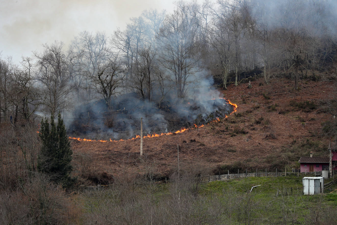 Lucha contra el fuego en Asturias