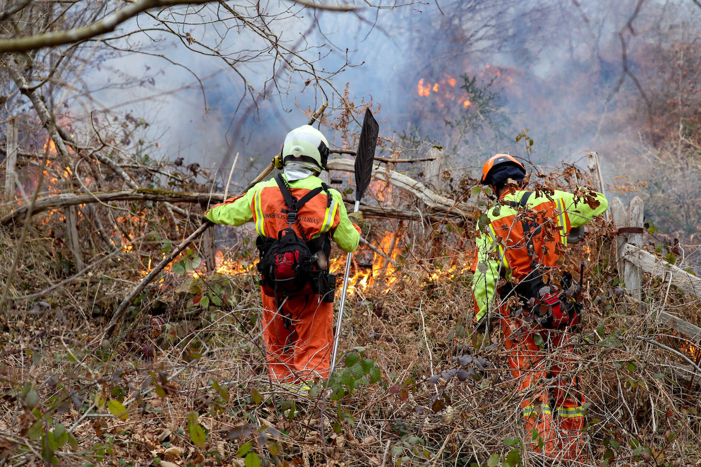 Lucha contra el fuego en Asturias