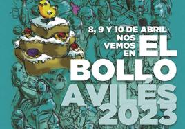 cartel de las fiestas de El Bollo de Avilés creado por la artista avilesina Che Fernández.