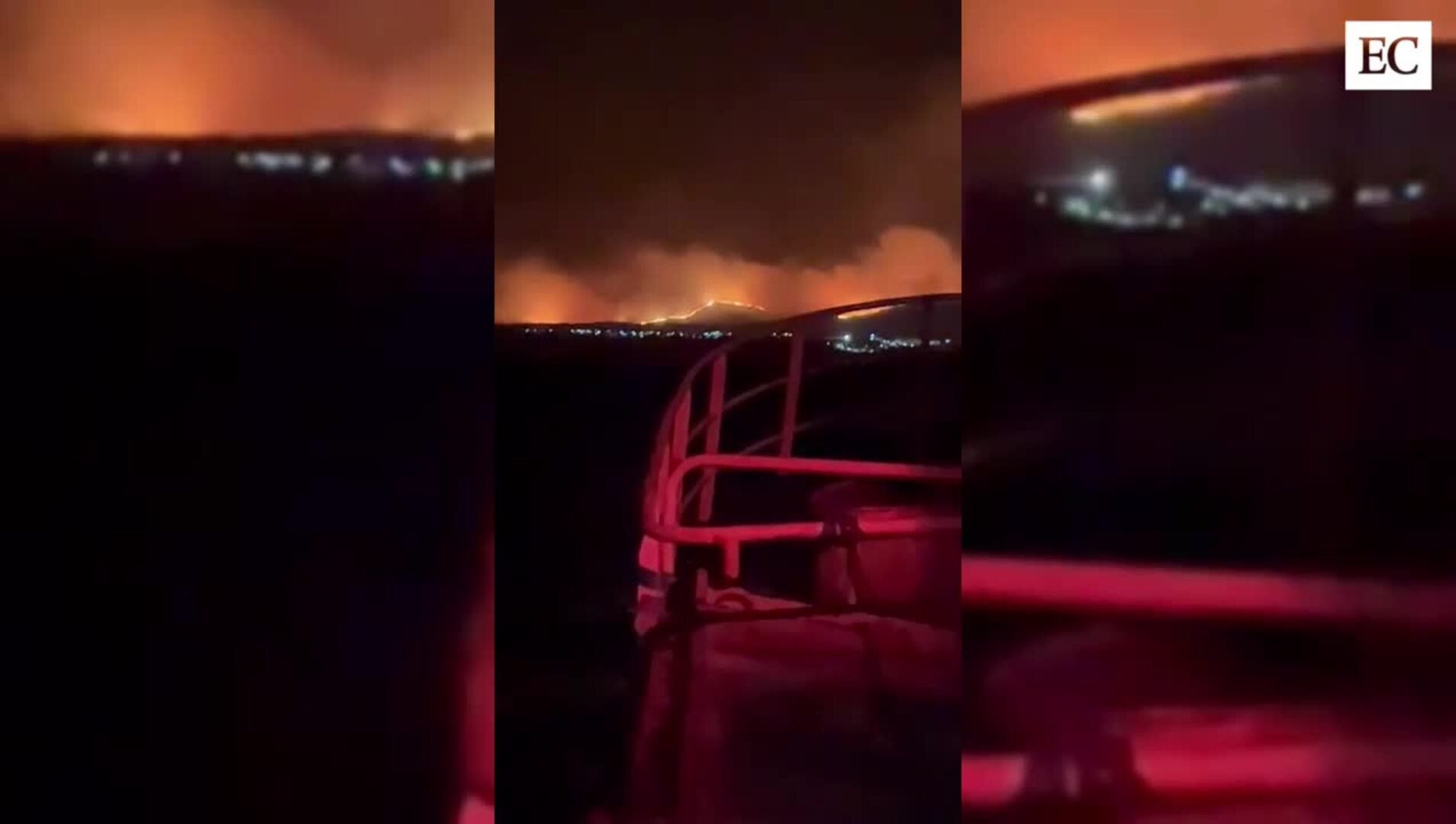 Vistas estremecedoras de los incendios desde la costa de Luarca