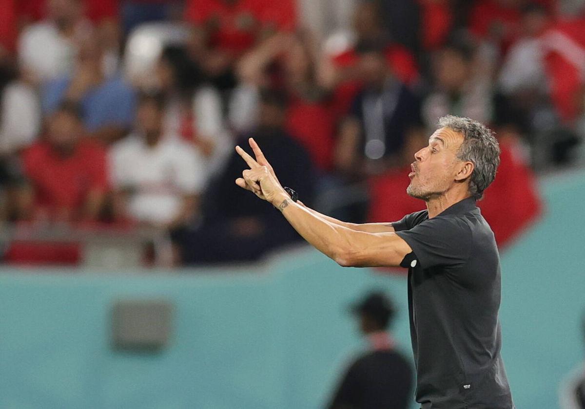 Luis Enrique durante el partido de Marrucos contra España en el Mundial de 2022