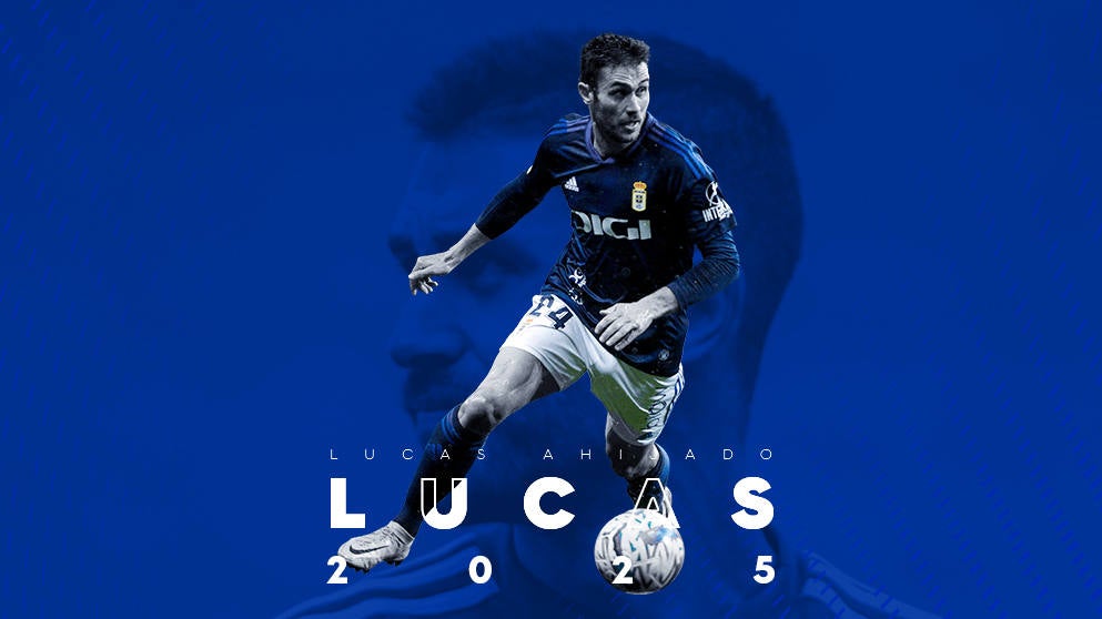 La imagen con la que el Real Oviedo ha anunciado la renovación del lateral Lucas Ahijado.